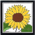 Sunflower Art Tile, Wall Plaque, Trivet, Hand Painted Tile