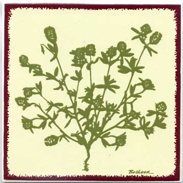 Thistle tile art, trivet, or wall plaque. Can be used in a kitchen backsplash or bathroom tile.