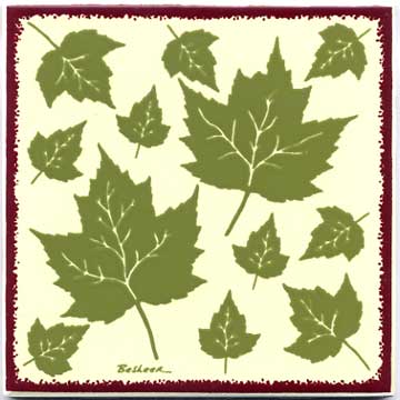 Maple leaves  as a tile, trivet, or wall plaque. Can be used in a kitchen backsplash or bathroom tile.