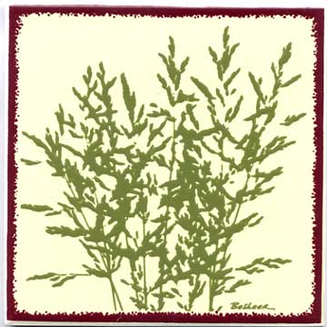 Botanical meadow Grass as a tile, trivet, or wall plaque. Can be used in a kitchen backsplash or bathroom tile.
